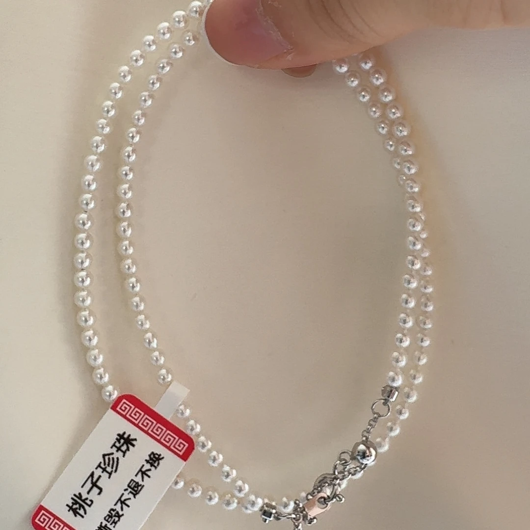 颈饰银S925镶嵌淡水珍珠3-4mm