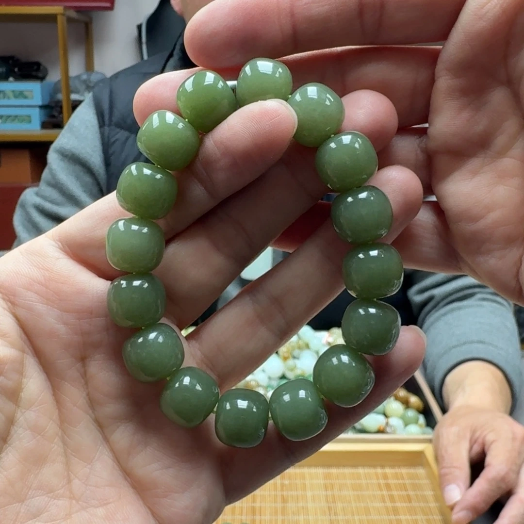 和田玉未镶嵌手串和田玉花土沟卡13老型