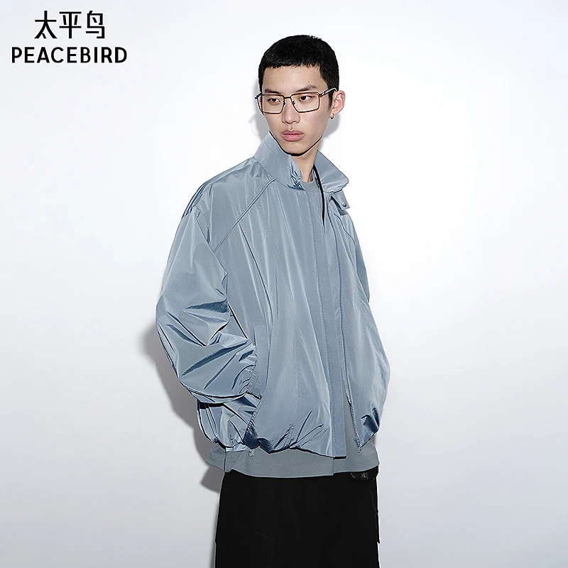 【商场同款】太平鸟男装立领宽松夹克外套秋新款茄克潮B2BCF3D08