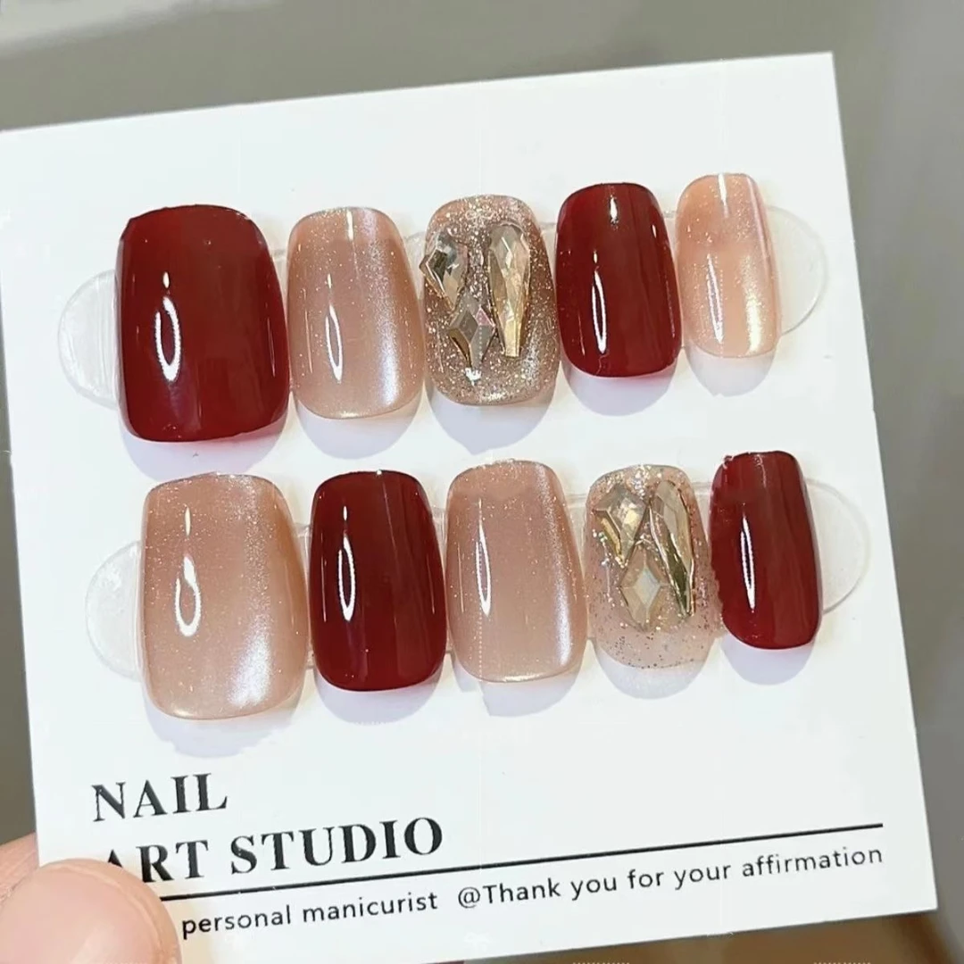 （短款）安哥拉奢钻穿戴甲美甲贴片显白假指甲果冻胶穿戴式指甲贴片