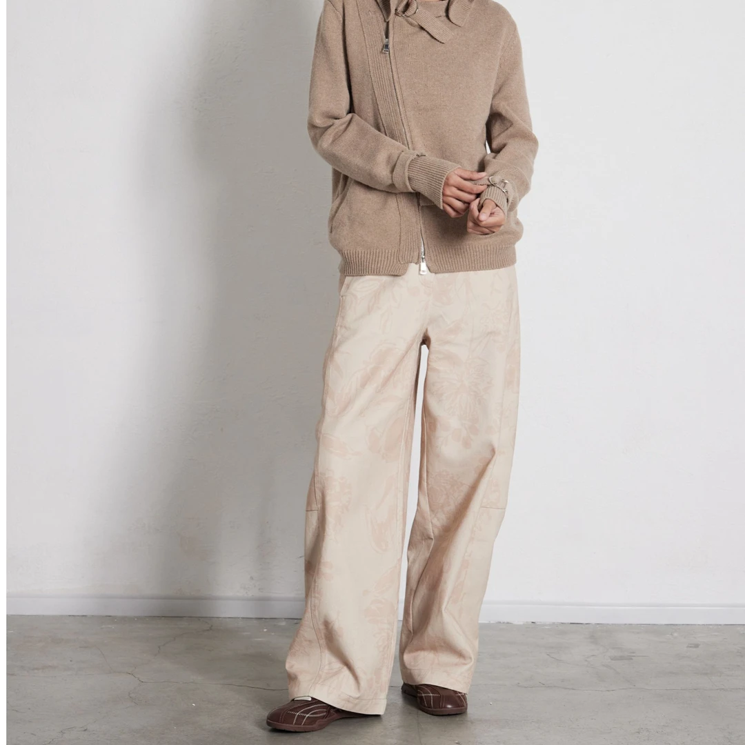 宽松阔腿印花休闲裤