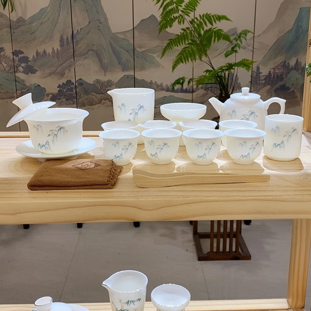 【墨城】羊脂玉瓷高山流水16头