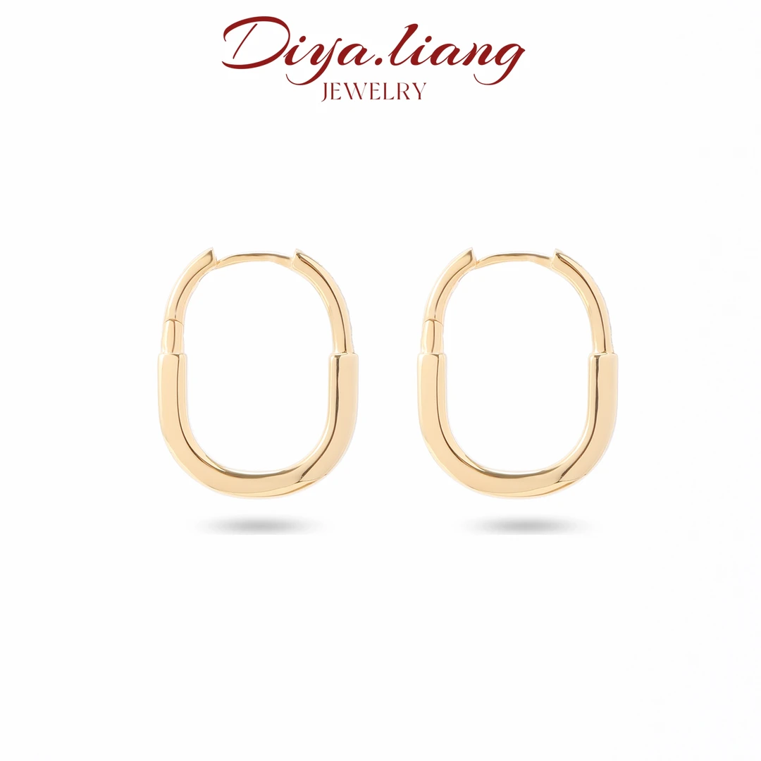 925银耳饰 梁雅帝新品【寰宇星空】U形锁扣金色气质大女主纯银耳饰