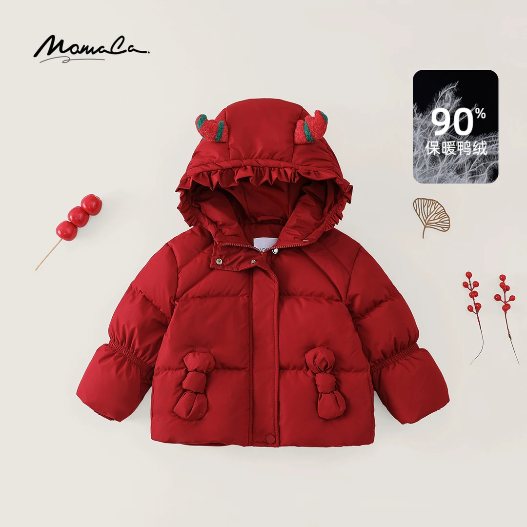 MOMOCO冬季女童90鸭绒保暖童趣羽绒外套时尚77830102021