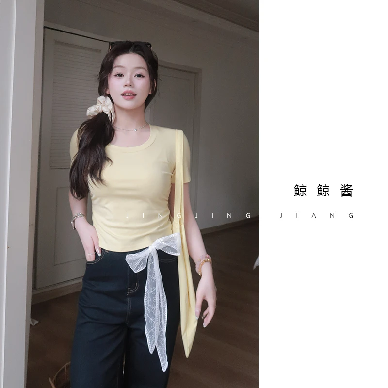 ZOZ鲸鲸酱 【夏日公式】时尚新款学院休闲风修身设计感显瘦T恤上衣