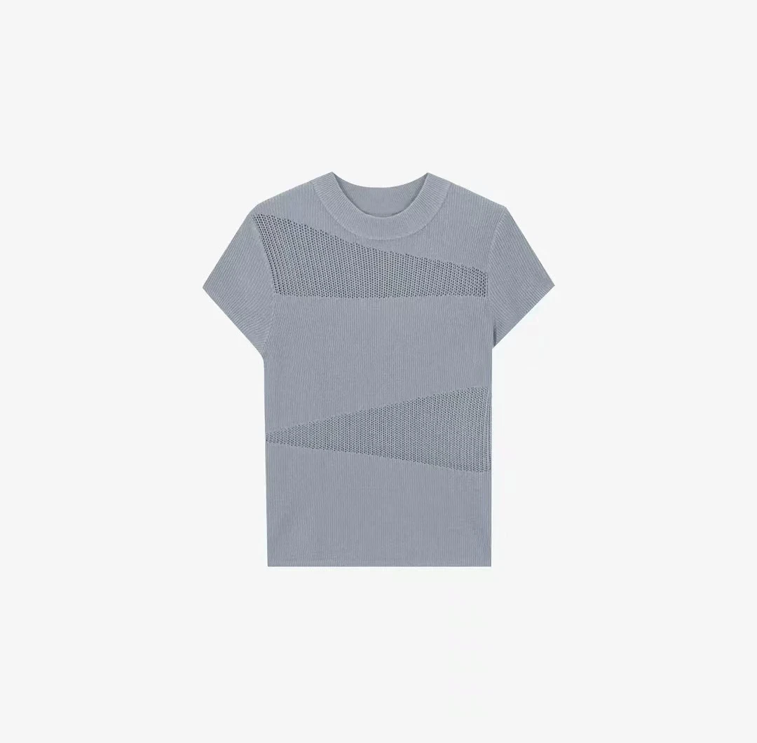 简约时尚极简风针织T恤透气修身舒适毛莱赛尔针织衫