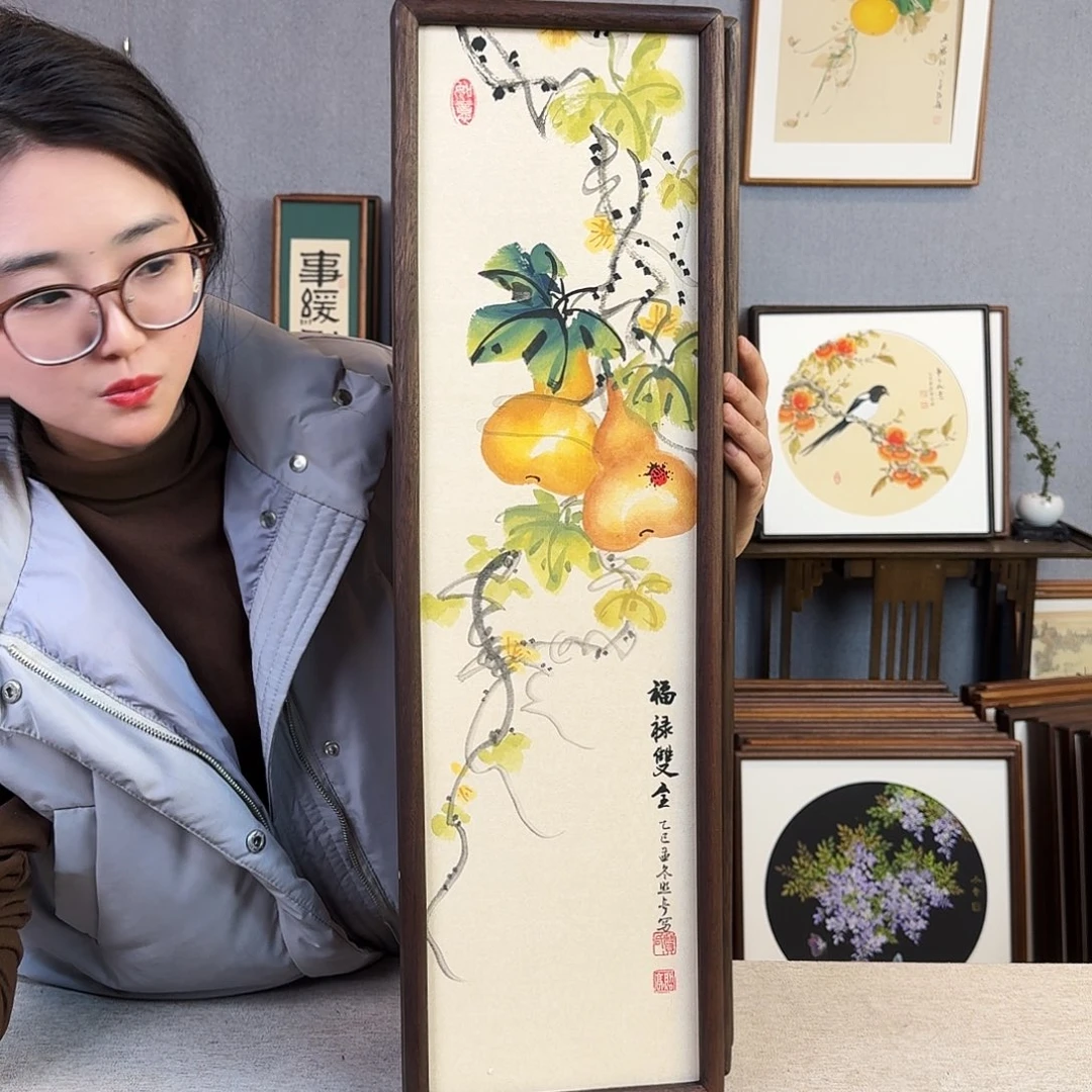 国画手绘带框尺寸：20*70