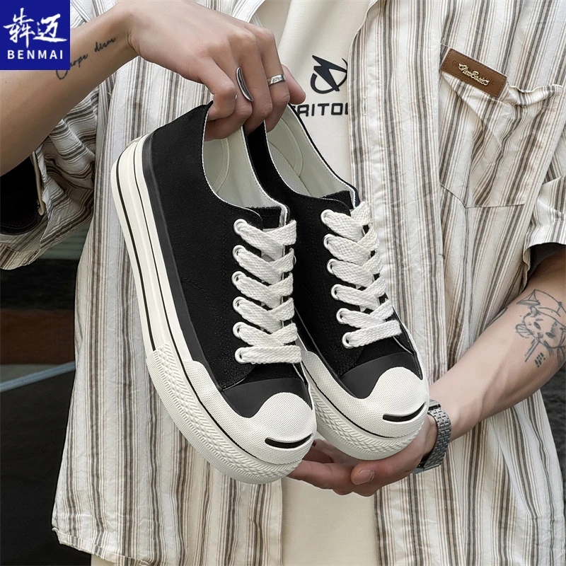 小众帆布鞋内增高8cm男鞋春季潮牌学生男款同款板鞋百搭休闲潮鞋