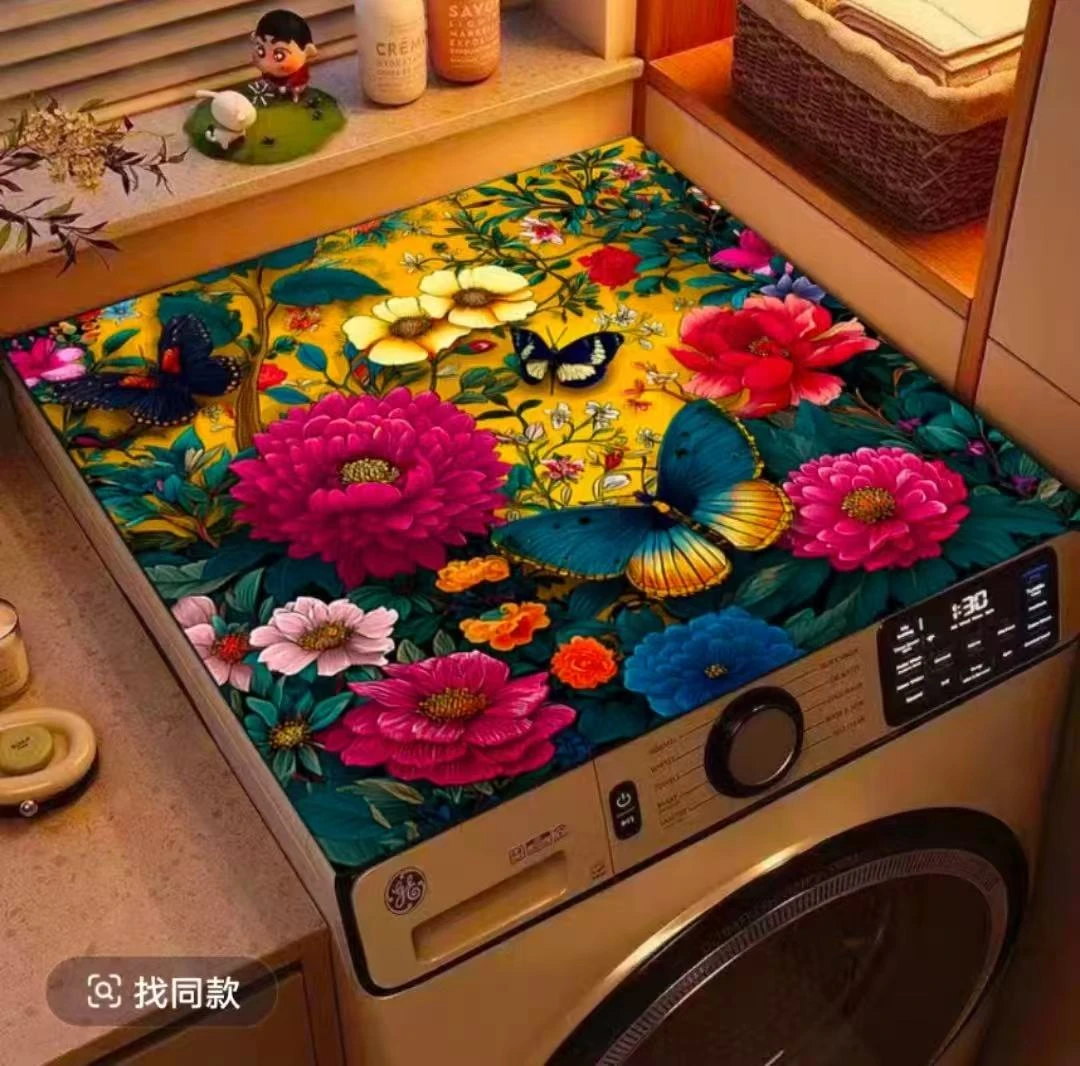 硅藻泥吸水防滑地垫洗衣机垫子沥水垫耐磨紫水立体花卉地垫防水