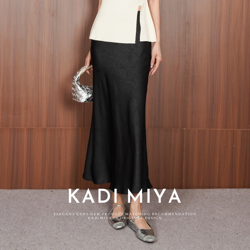 【流金岁月】优雅气质复古提花半身裙高级感长裙时尚黑色夏季百搭