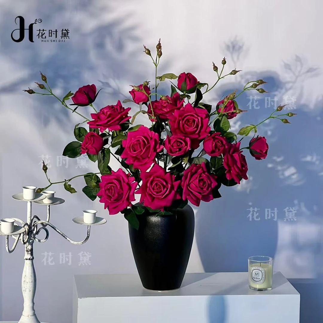 巴黎玫瑰 手感保湿家居客餐厅玄关书房卧室摆件仿真花