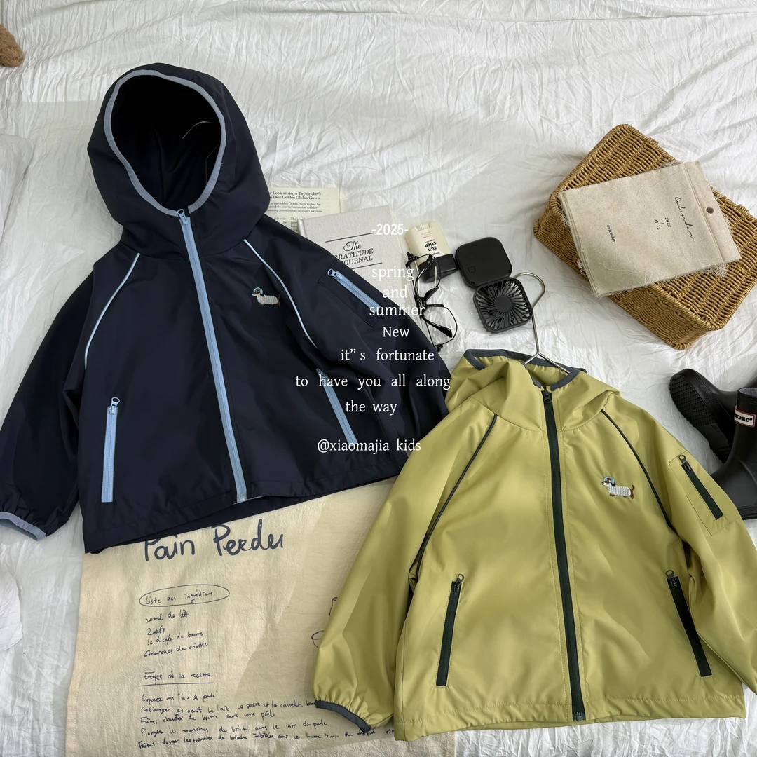 N小马家2025秋款连帽冲锋衣D-6277时尚百搭休闲韩版男女童外套
