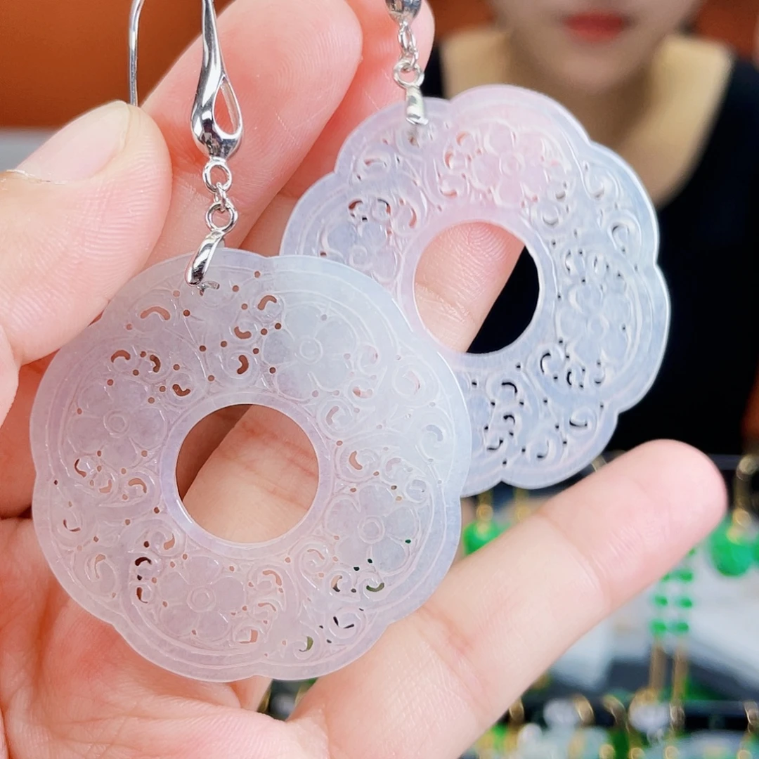 翡翠银S925镶嵌耳饰