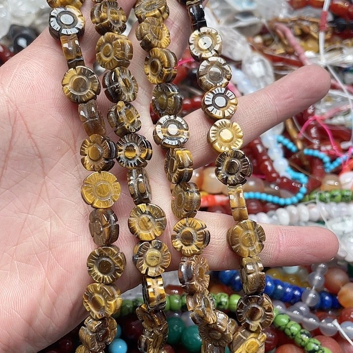 玛瑙/玉髓珠宝半成品未镶嵌一条12mm虎眼花花