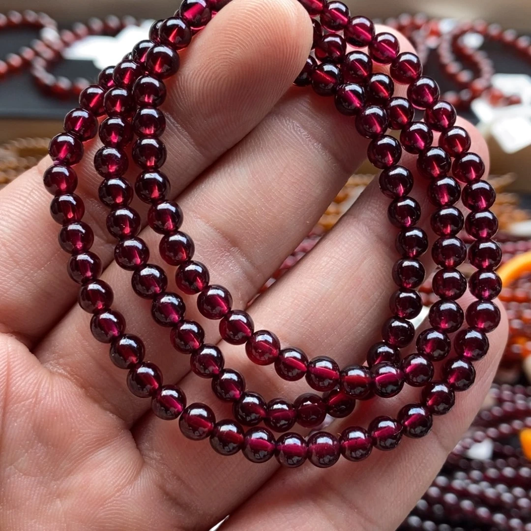 石榴石手链未镶嵌5mm酒红色
