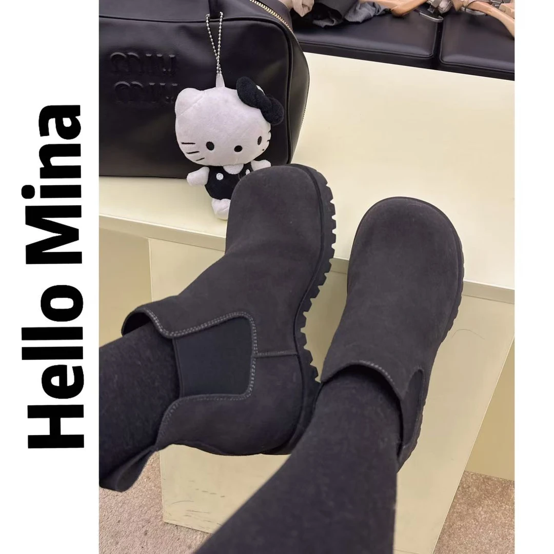 74890高级感磨砂烟筒增高靴