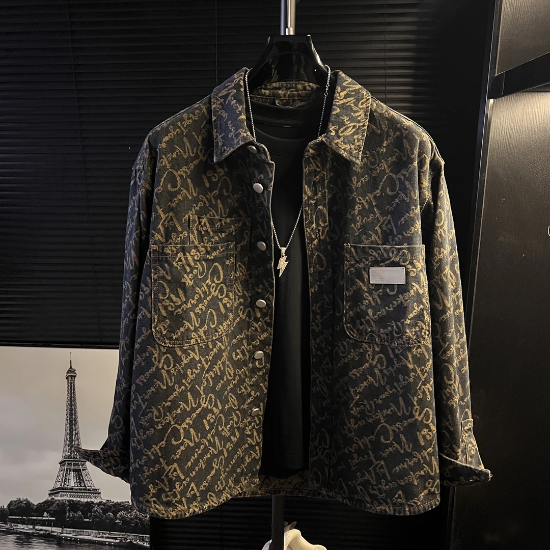 【运费补贴】港澳秋款痞帅霸气长袖外套印花夹克潮流爆款帅气男装