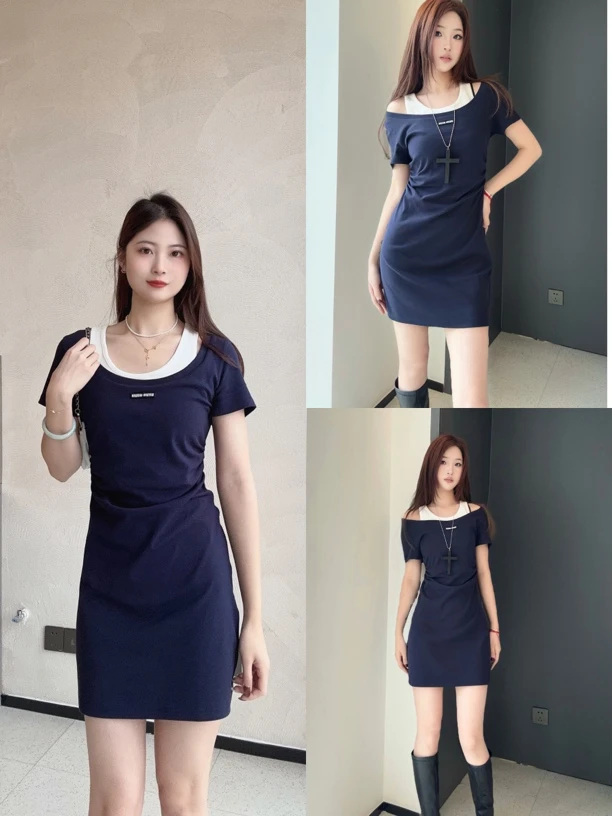 WIWH连衣裙｜气质时尚收腰显瘦假两件连衣裙WHLL1E392