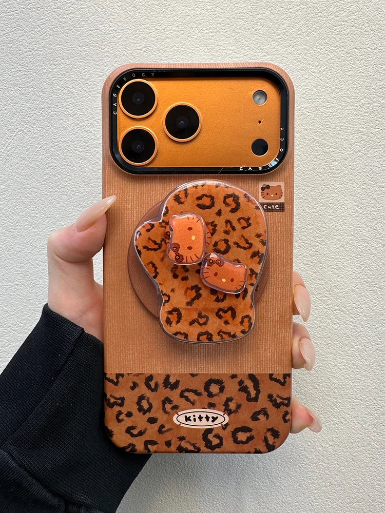 ins风复古豹纹手套适用苹果iphone16promax手机壳15日韩1413菲林