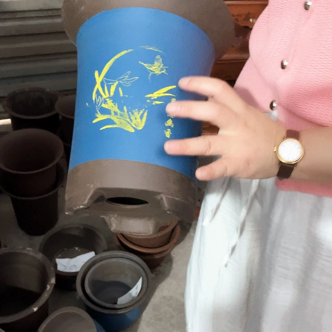 宜兴紫砂花盆红251