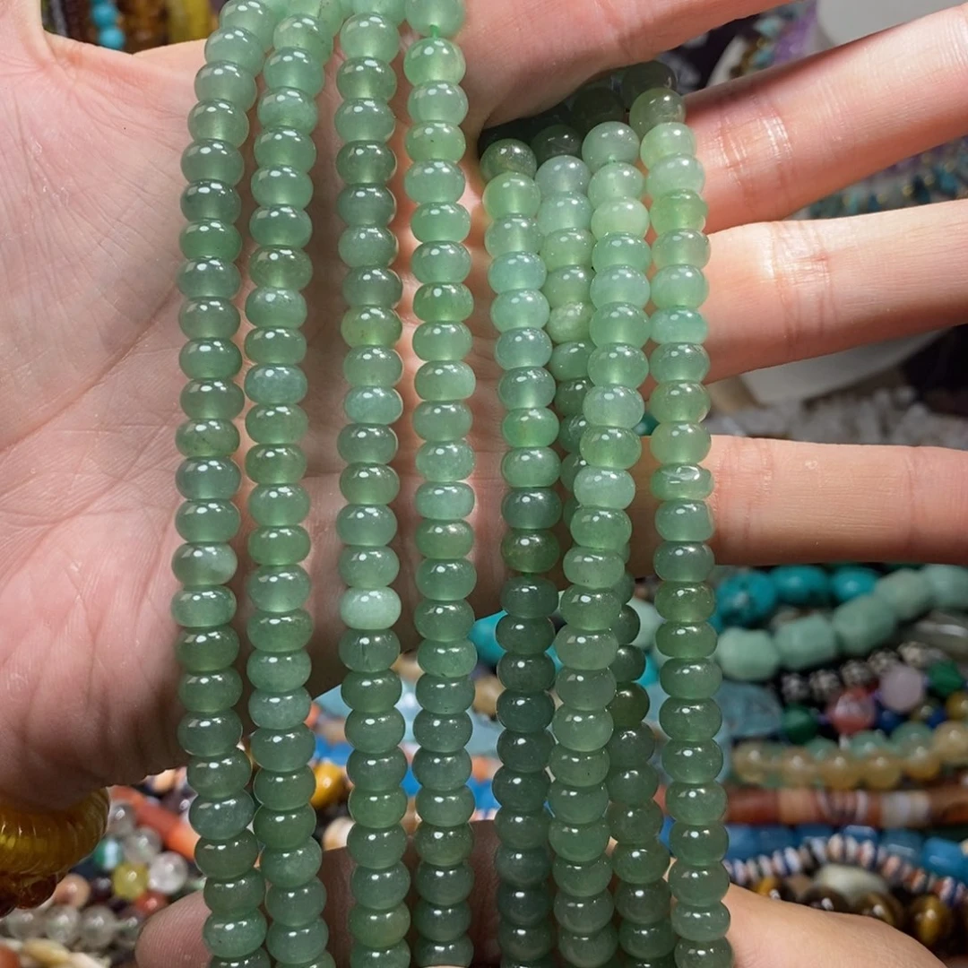 未镶嵌，绿东陵算盘8mm，石英质玉