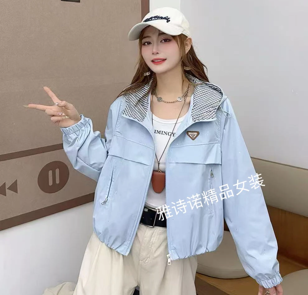 韩系休闲减龄连帽冲锋衣外套女2025秋季新款宽松显瘦百搭夹克上衣