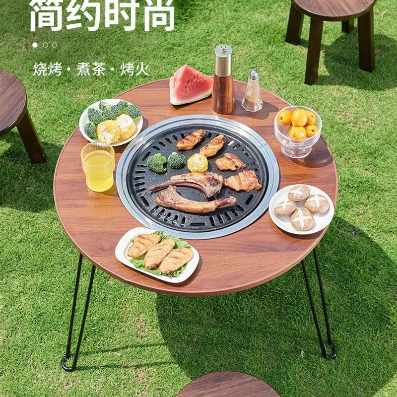 户外烧烤炉家用无烟烧烤便携折叠烧烤桌木炭烤肉野外庭院围炉煮茶
