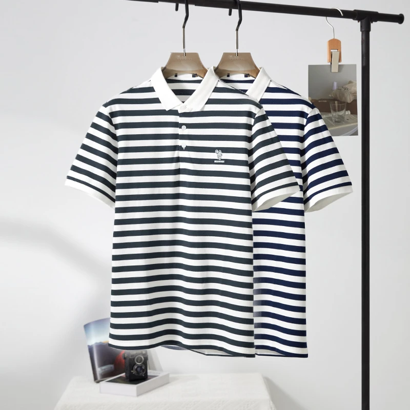 特！2025春夏！优质新疆好棉！条纹休闲短袖POLO衫 H4882 男装 C18