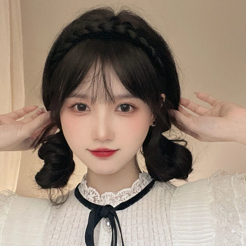 爆款升级珍珠气质款鱼骨辫假发发箍女韩版减龄防滑头饰中长发多种