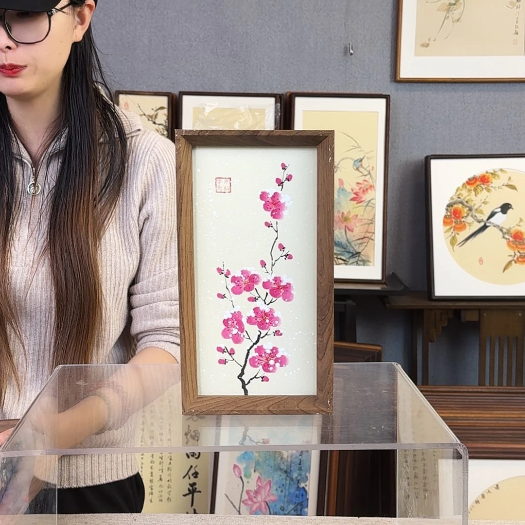 书法手绘带框尺寸：16*29