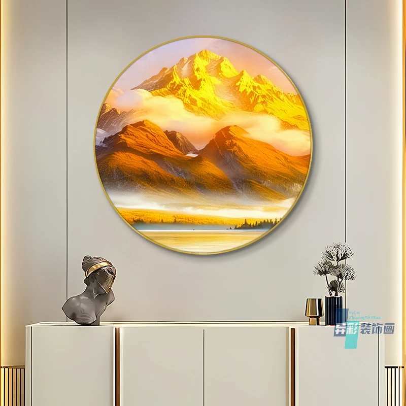 发财金山玄关装饰画新中式客厅入户走廊玄关挂画现代轻奢高级挂画