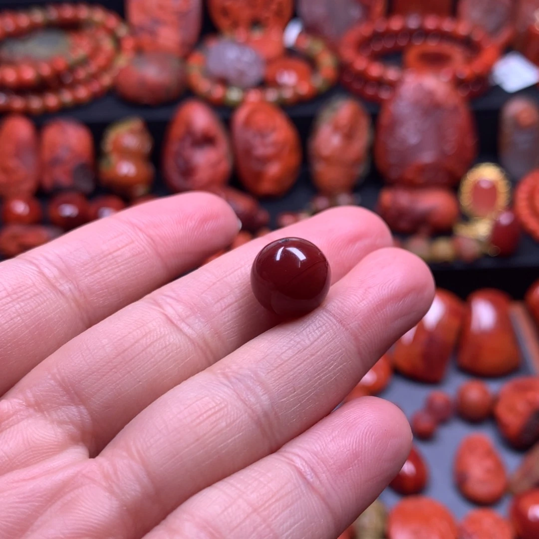 南红玛瑙单珠12mm未镶嵌上*