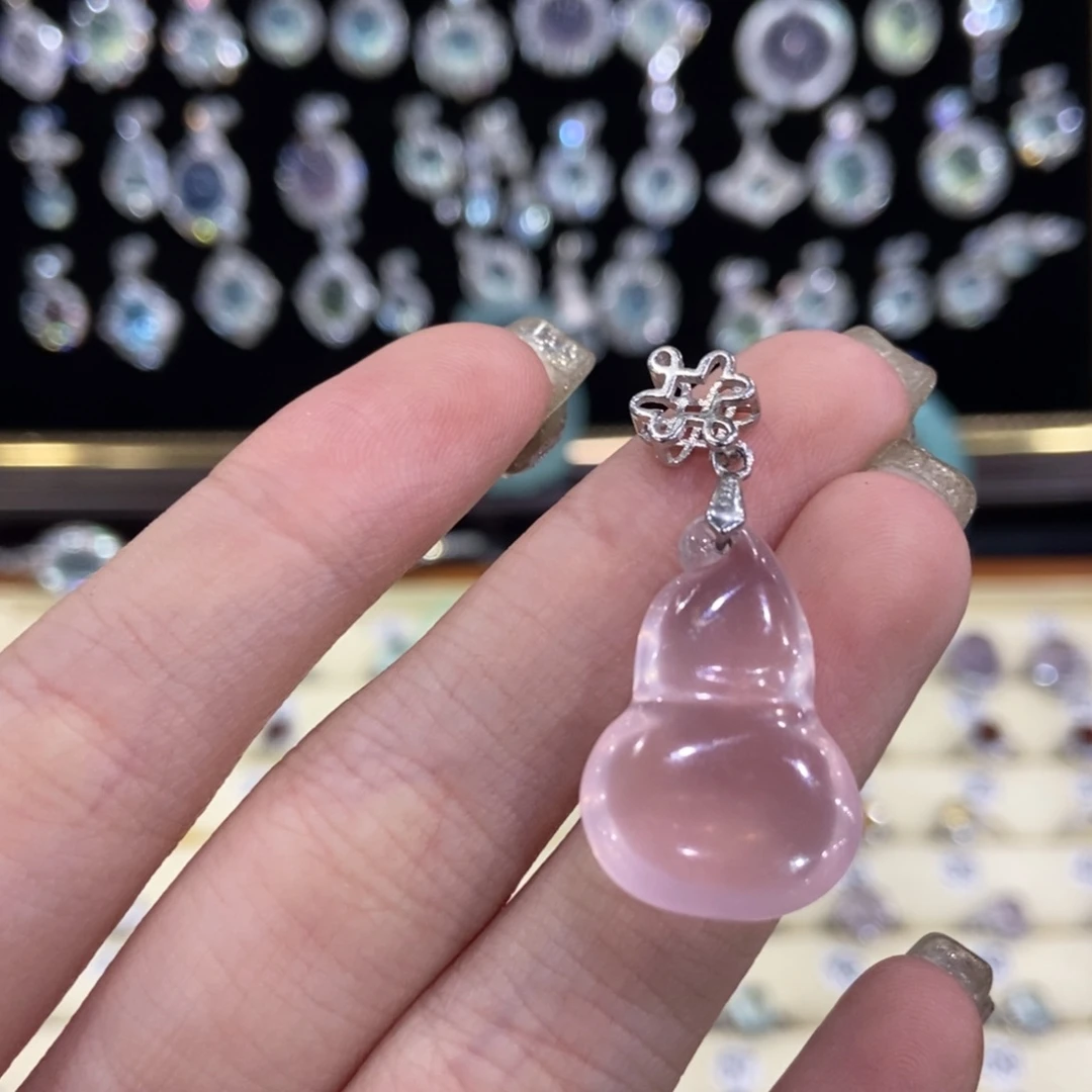 银S925镶嵌芙蓉石吊坠(不含链)