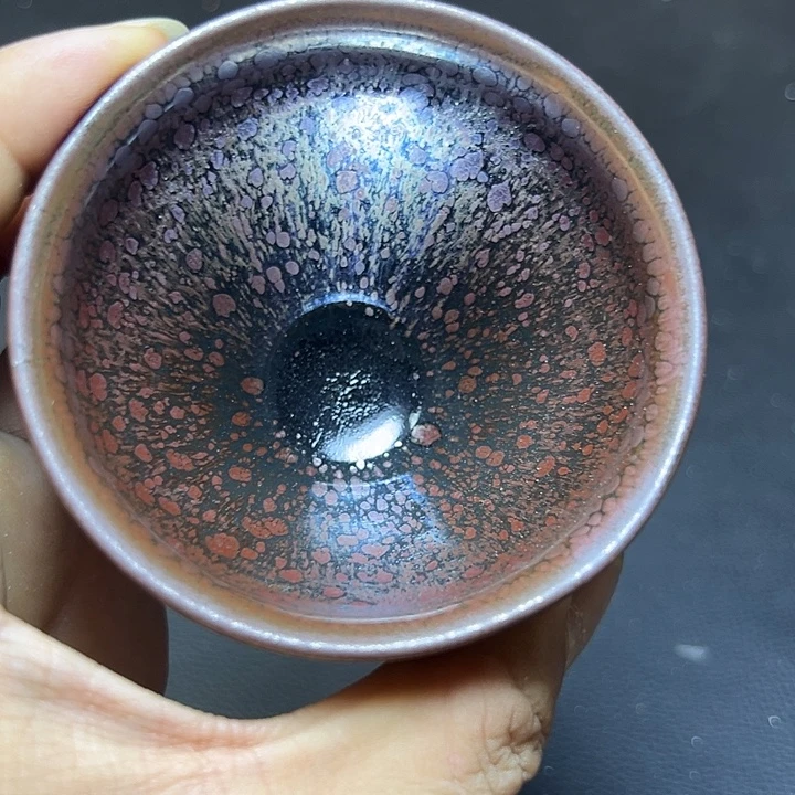 坤***活茶盏建盏粉彩油滴00002