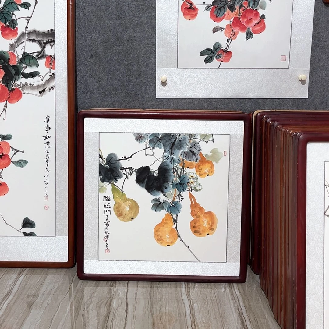 国画书画作品带框63×63