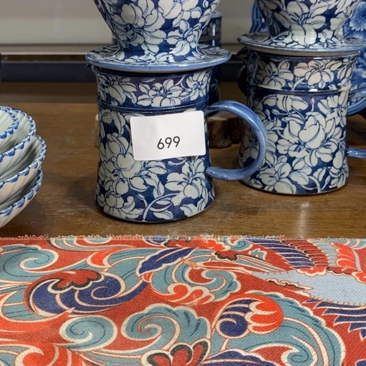 青花瓷景德镇手绘百合花咖啡漏