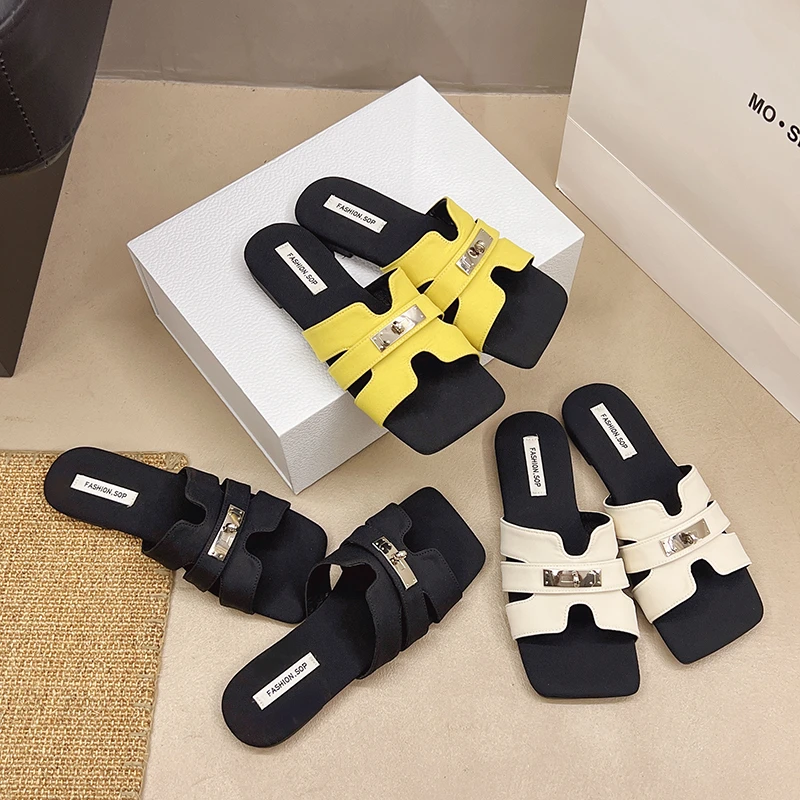 《高品质》2025夏季新款时尚百搭外穿学生女士平底软底拖鞋