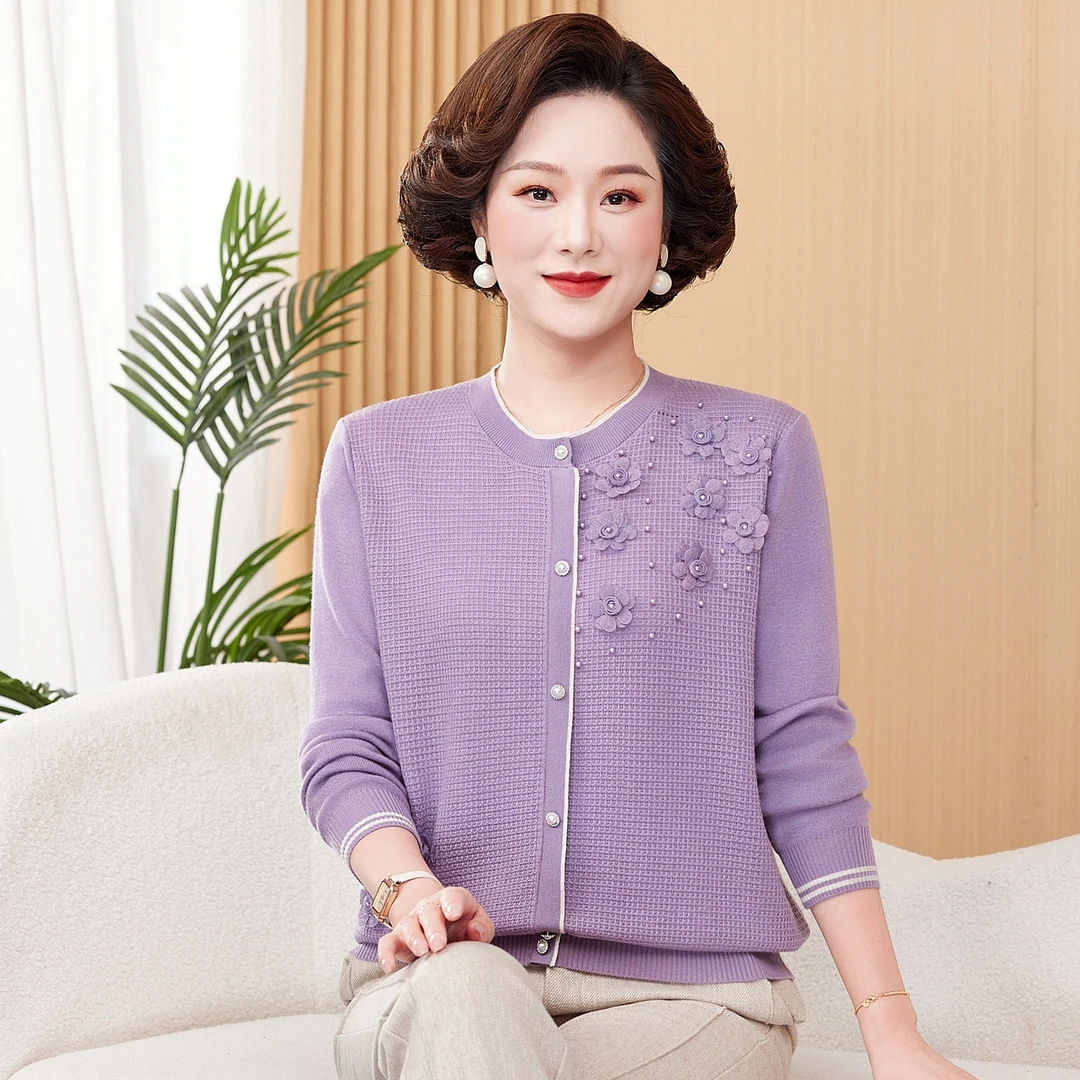 圆领打底洋气女装纯色中老年女装薄款厚款时尚秋季妈妈装中年