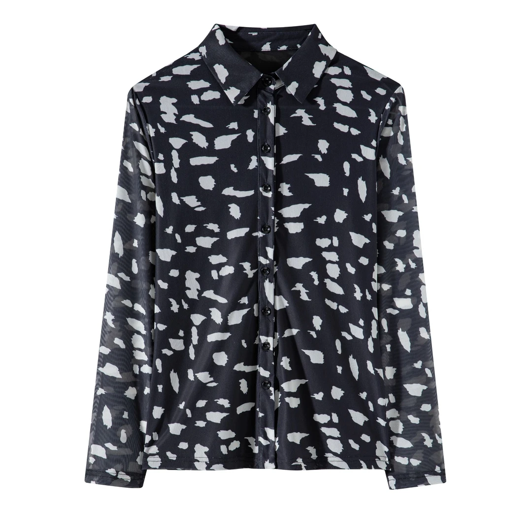 高贵上档次小衫2026新款潮流气质时尚显瘦网纱立领衬衫