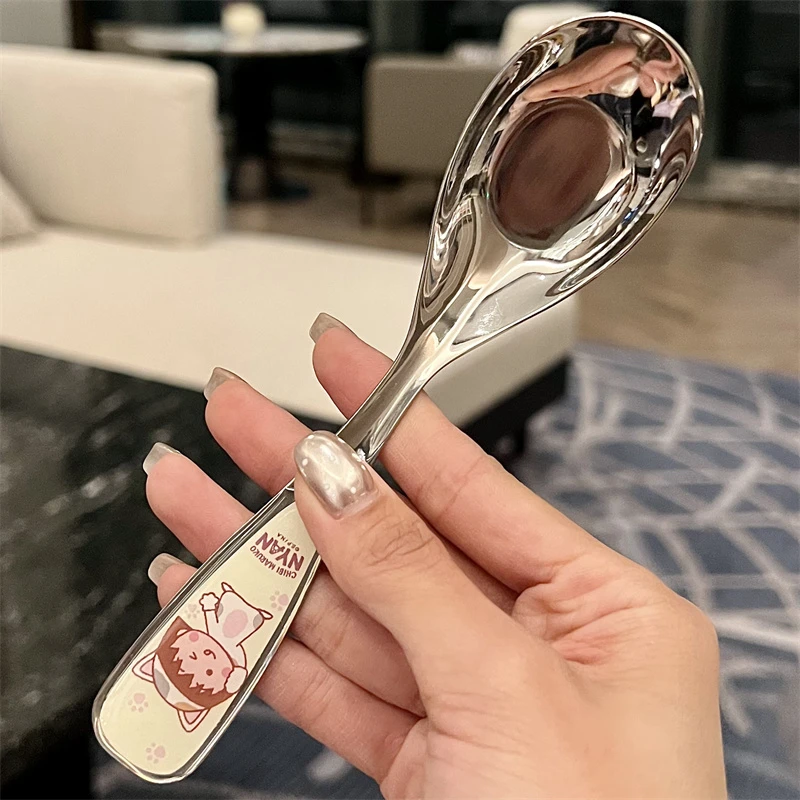 樱桃小丸子小勺子家用精致304不锈钢勺子汤勺宝宝勺子小孩吃饭勺