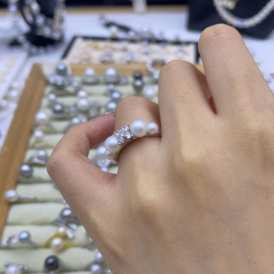 淡水珍珠银S925镶嵌戒指