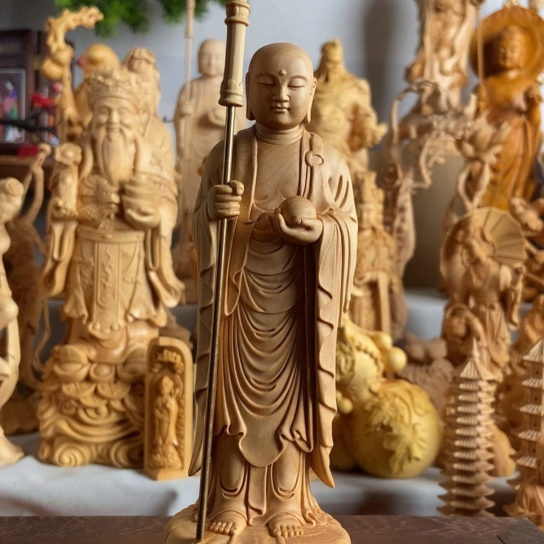 木网****兰小叶黄杨木雕地藏