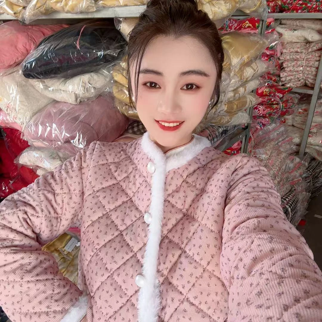 【一一家】新春爆款灯芯绒碎花加绒保暖时尚百搭小香风