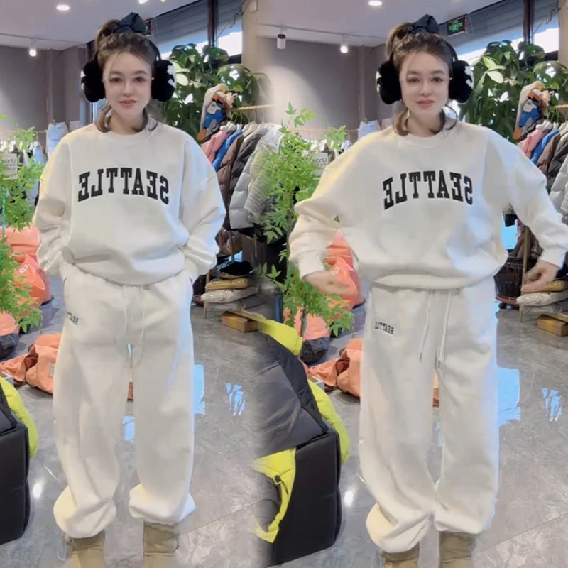 2025秋冬新款时尚显瘦气质网红高档套装女高级百搭宽松大码两件套