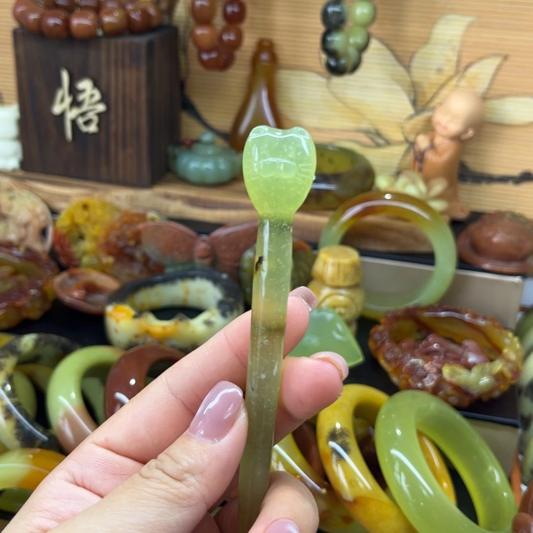 蛇纹石玉未镶嵌发饰