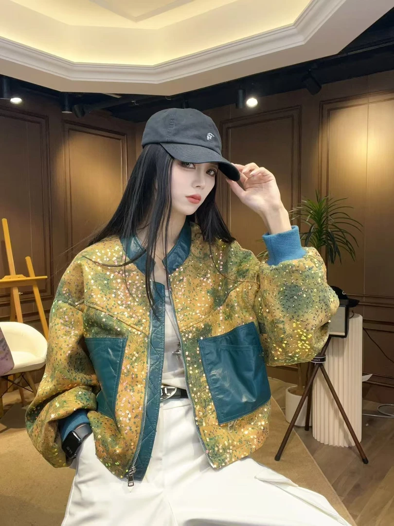 【千艺-Studio】“落日鎏金”海宁秋冬款短款时尚气质设计师夹克外套