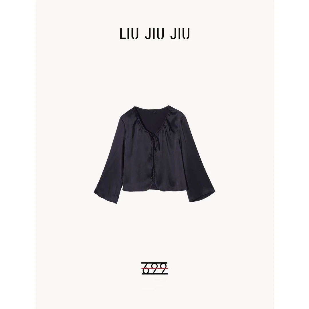 LIUJIUJIU 法式不规则裁剪设计风长袖短款时尚减龄衬衫CS4520L