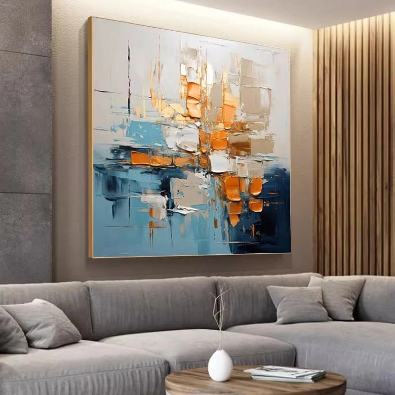 手绘肌理抽象油画后现代装饰画客厅轻奢风挂画高档样板房餐厅壁画