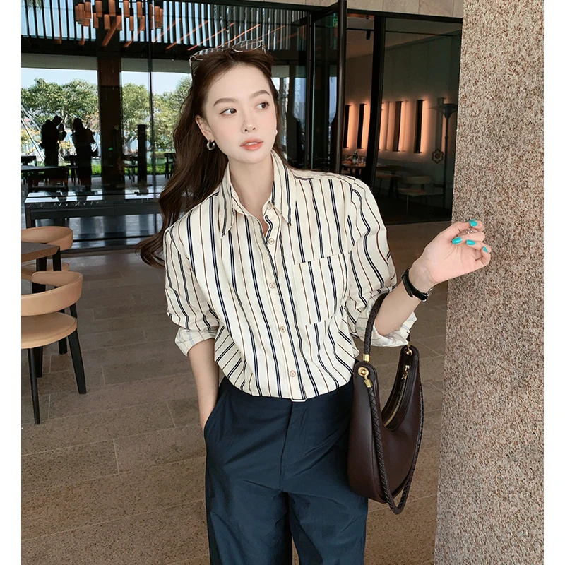 A美洋MEIYANG 小斯文衬衫 【一秒入夏】全棉色织复古宽翻领长袖衬衣