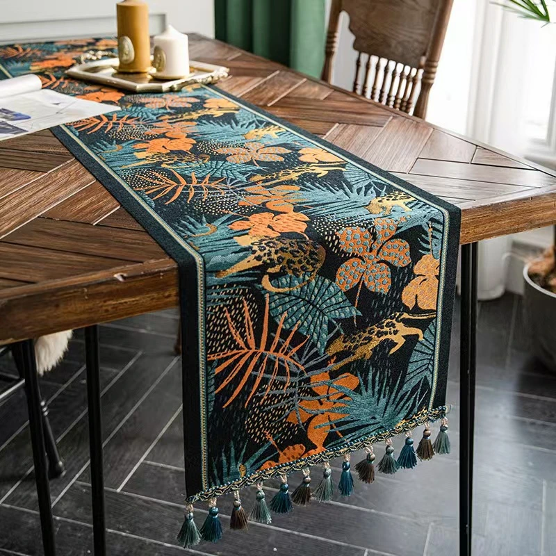 新款轻奢餐垫美式复古桌旗电视柜长条巾民宿斗柜盖布高级感桌布